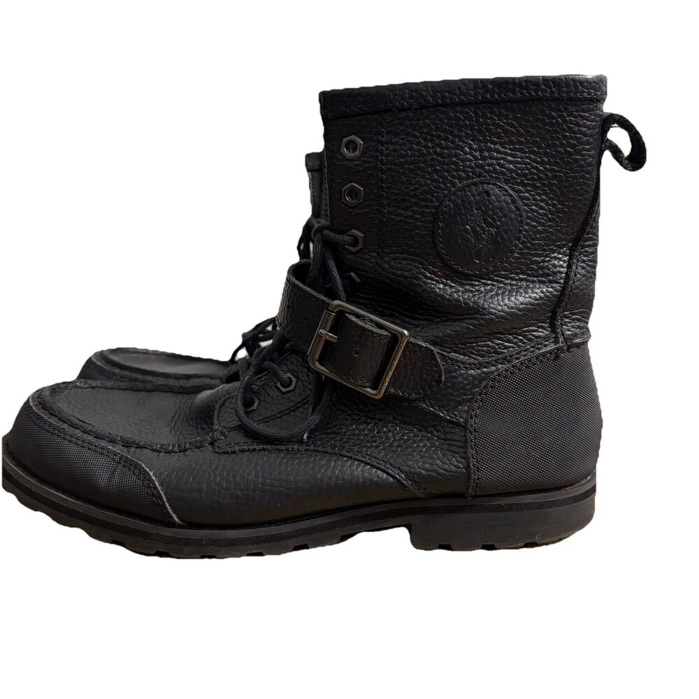 Polo Ralph Lauren Weybrook Boots Men’s 8.5 Black Leather Ranger Combat Lace Up